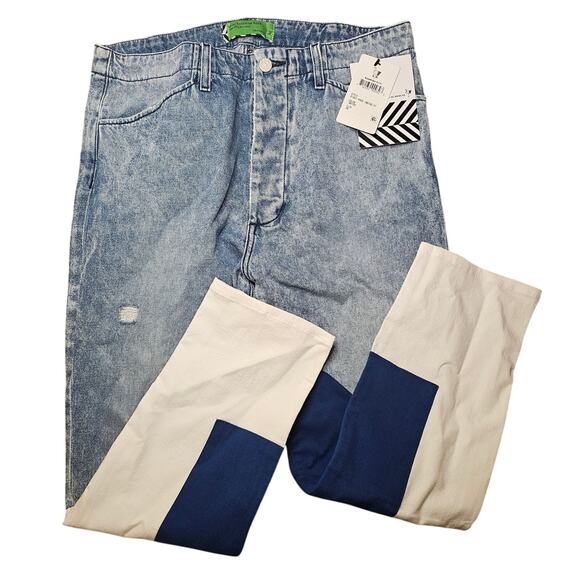 SR vs Sandrine Rose Free People Jeans NEW Womens Color Block Patch Size 28 (701) - Picture 4 of 9